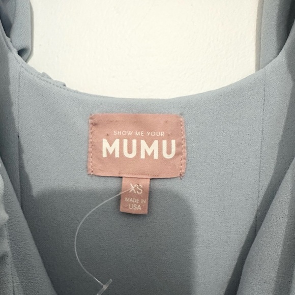 Show Me Your Mumu Greta Midi Dress Silver Sage Stretch Crepe Blue XS - Picture 5 of 7